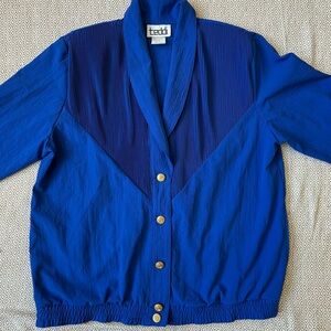 🌟3/$20🌟 Teddi Vintage Royal Blue Jacket w/ gold colored buttons Sz Large